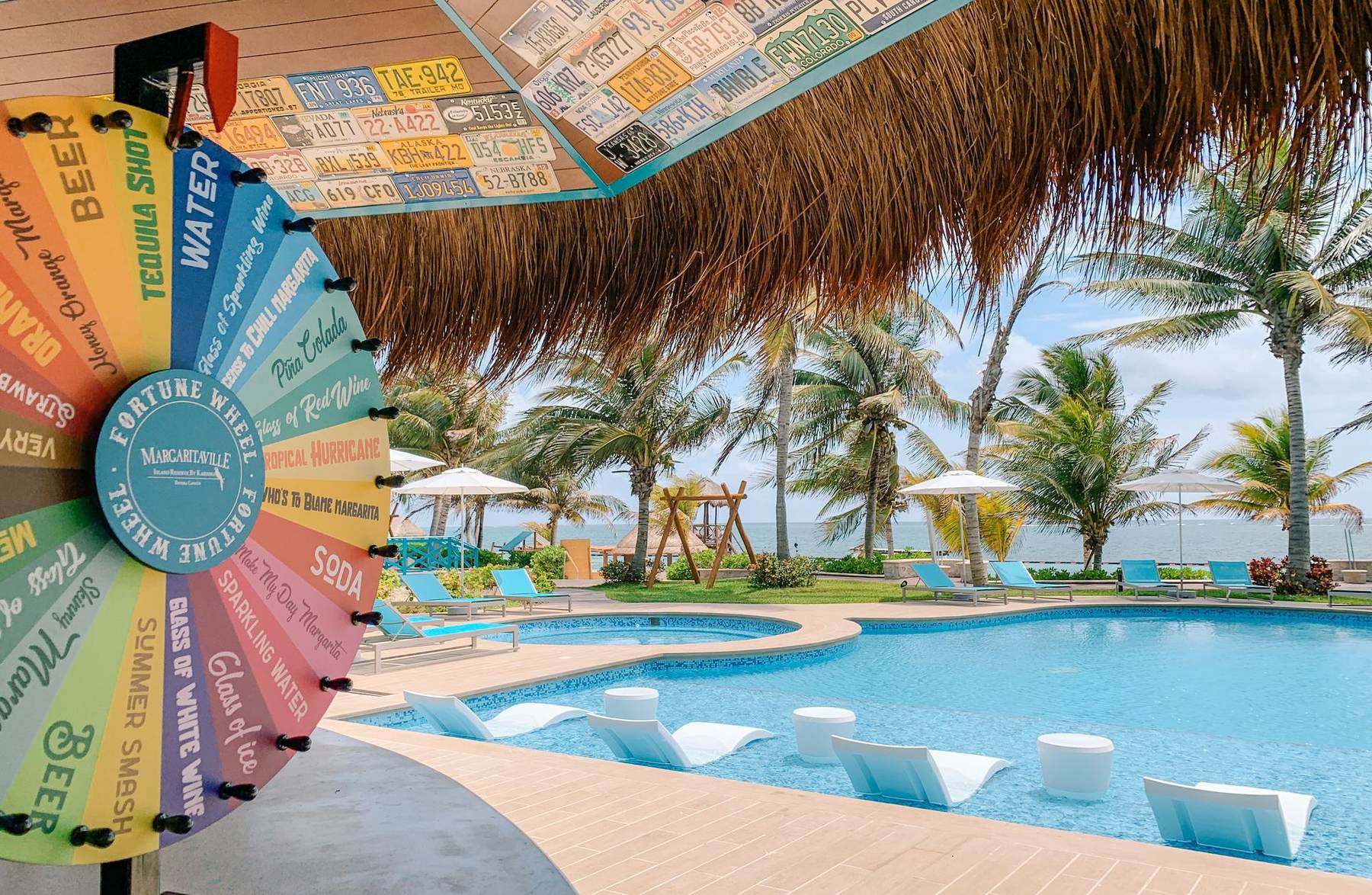 The pool and beach bar at Margaritaville Island Reserve Riviera Cancún