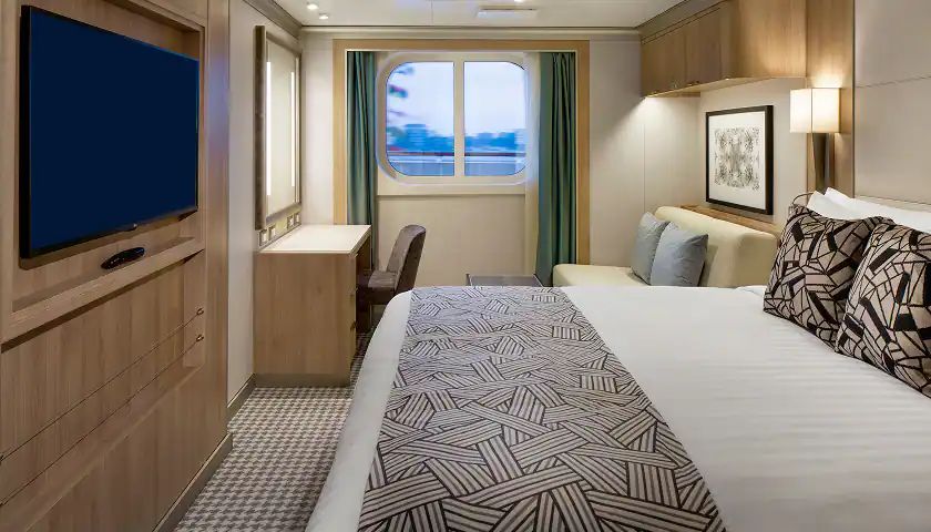 An ocean-view stateroom with a picture window