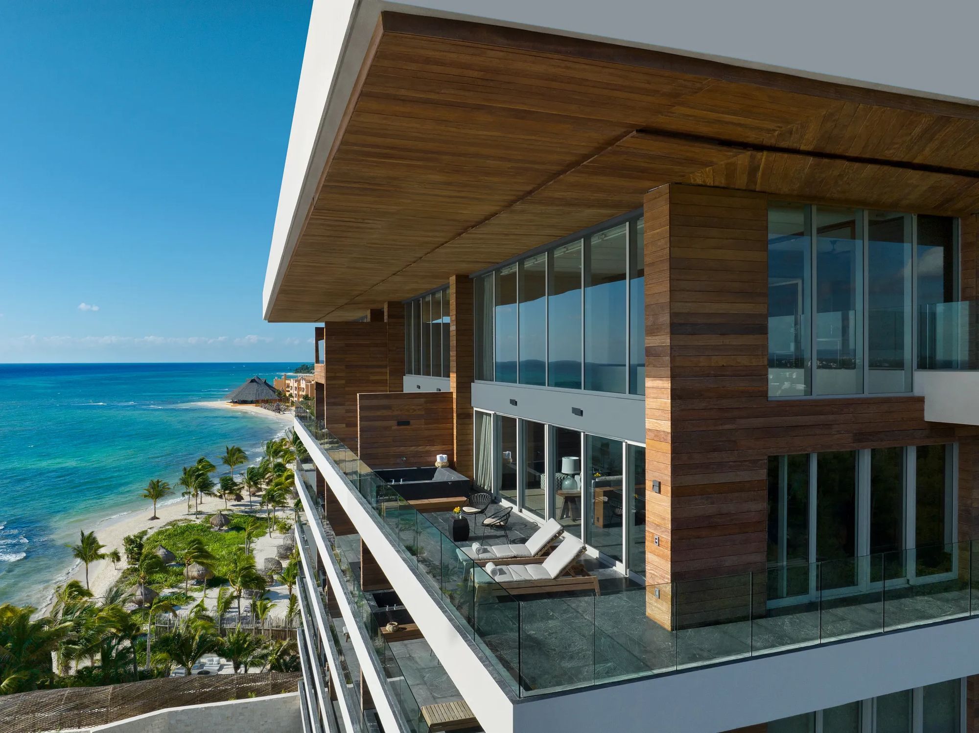 A penthouse terrace high above the beach
